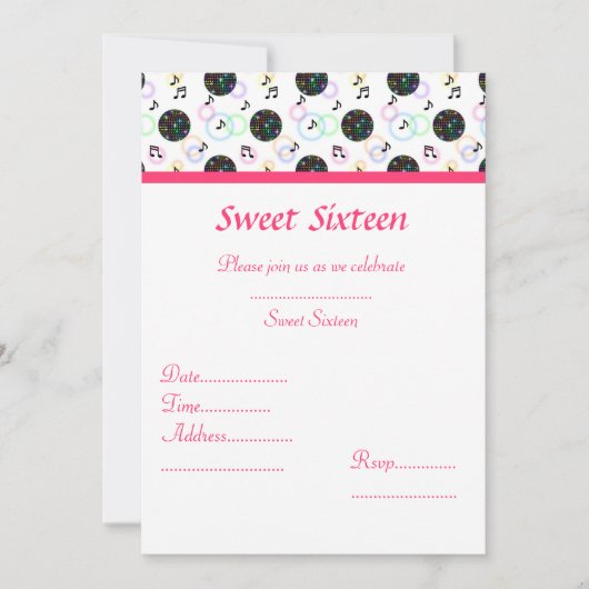 DISCO BALL SWEET 16 INVITATION PARTI (Devant)