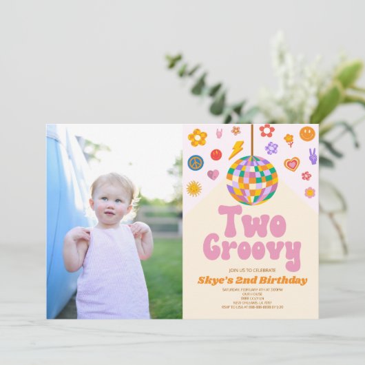 Disco Ball Two Groovy Afbeelding 2e verjaardagsfee Kaart (Staand voorkant)