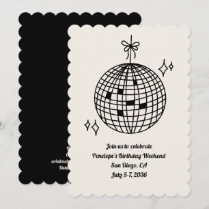 Disco Ball Verjaardagsfeestje Weekend Uitnodiging