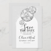 Disco Ball Verlovingsfeest Save The Date (Voorkant / Achterkant)