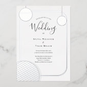 Disco Ball Zilveren Retro Bruiloft Folie Uitnodiging (Voorkant)