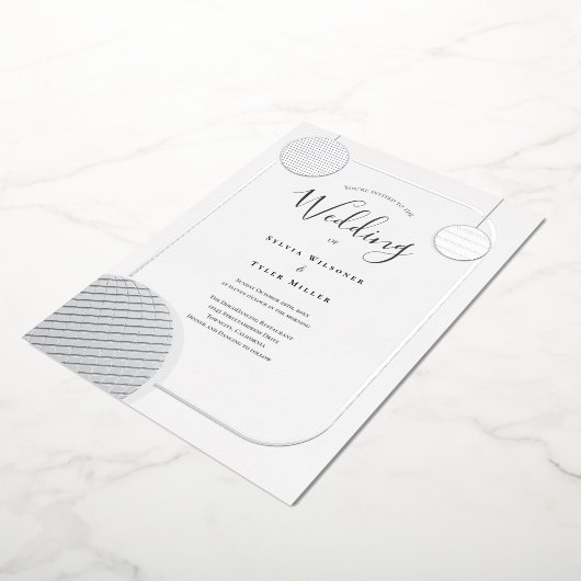 Disco Ball Zilveren Retro Bruiloft Folie Uitnodiging (Gedraaid)