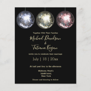 disco balletjes glitters trouwuitnodiging