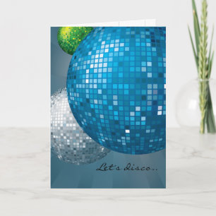 Disco Balls Blue New Year Party Kaart