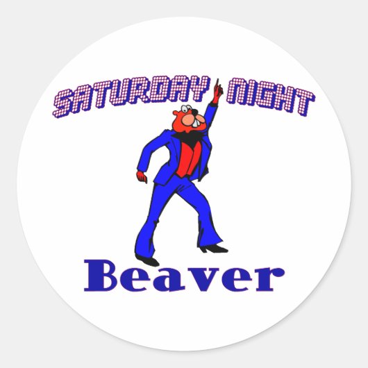 Disco Beaver Ronde Sticker (Voorkant)