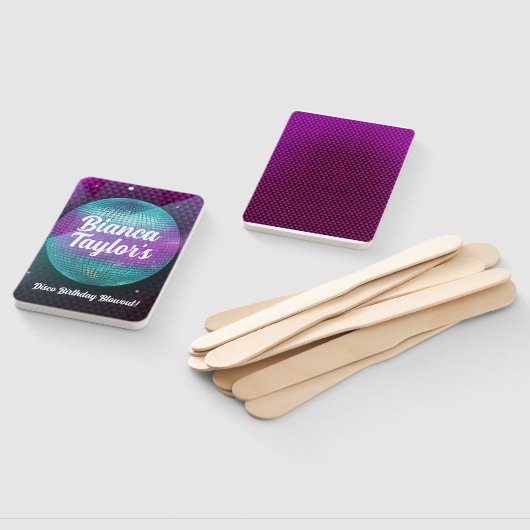 Disco Blowout Paarse en roze verjaardagsfeestje Handwaaier (Niet-gemonteerd)