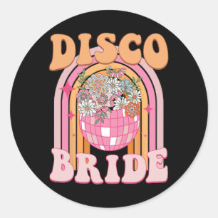 Disco Bruid Bruidsmeisje Retro Rainbow Bachelorett Ronde Sticker