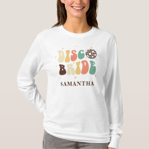 Disco Bruid Naam Aangepaste Bachelorette Feest T-shirt