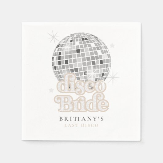 Disco Bruid Zilver Retro Groovy Bruiloft Feest Servet (Voorkant)