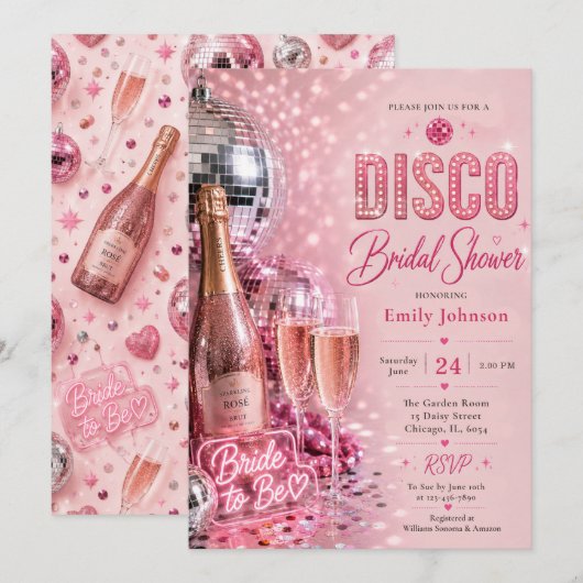 Disco Bruiloftsfeest Uitnodiging (Voorkant / Achterkant)