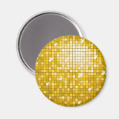 Disco Carreaux "Or" réfrigérateur aimant rond (Recto/Verso)