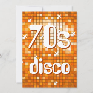 Disco Carreaux Orange les années 70 Invitation Dis