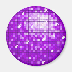 Disco Carreaux Purple frigo aimant rond