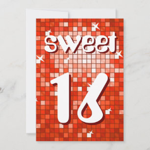 Disco Carreaux Red 'Sweet 16' invitation texte de