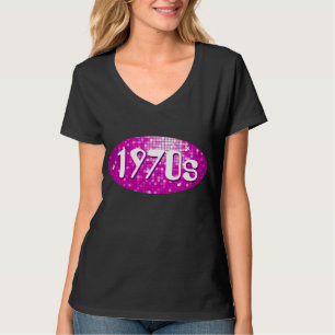 Disco Carreaux rose '1970' t-shirt col v pour femm
