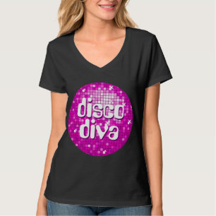 Disco Carreaux rose 'disco diva' t-shirt col v