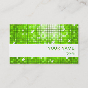 Disco Carreaux Vert carte de visite blanc rayé