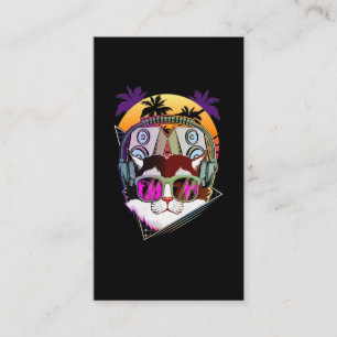 Disco Cat DJ Vaporwave Music Lover Visitekaartje