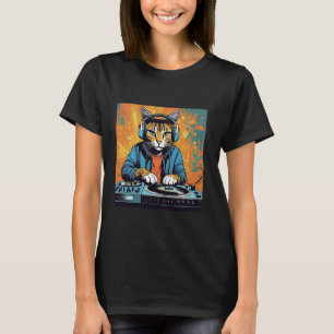 Disco Cat Techno DJ Dierenvriend Novelty Graphic T-shirt