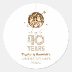 Disco Cheers 40 Jaar Huwelijksjubileum Feest Ronde Sticker