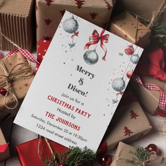 Disco Christmas Party Invitation Kaart