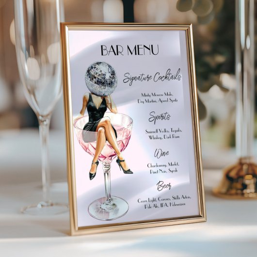 Disco Cocktail Girl Bar Menu Aangepast
