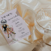 Disco Cocktail Girl Bar Menu Personnalisé