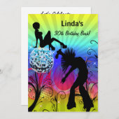 disco colorée rétro party Invitation (Devant / Derrière)