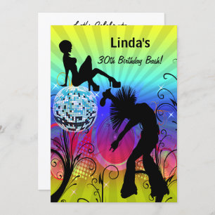 disco colorée rétro party Invitation