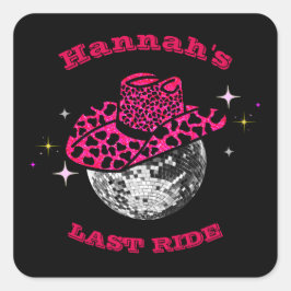 Disco Cowgirl Bachelorette party Vierkante Sticker