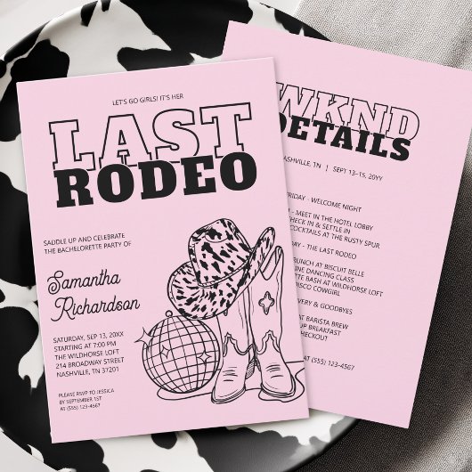 Disco Cowgirl Bachelorette Party Weekendprogramma Kaart