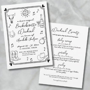 Disco Cowgirl Hand getrokken vrijgezellenfeest Kaart