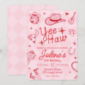 Disco Cowgirl Invitation Kaart (Voorkant / Achterkant)