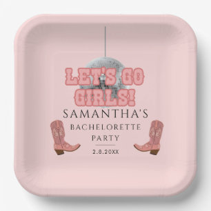 Disco Cowgirl Laten we gaan Meisjes Bachelorette-f Papieren Bordje
