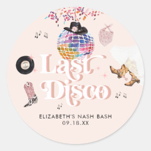 Disco Cowgirl Nashville Roze Rodeo Bachelorette Ronde Sticker