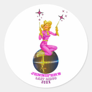 Disco Cowgirl Retro Bachelorette Ronde Sticker