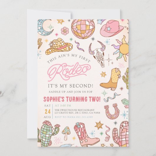 Disco Cowgirl Rodeo 2e verjaardag Kaart (Voorkant)