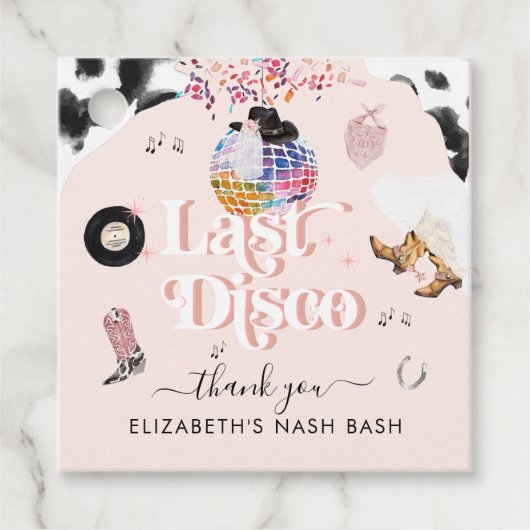 Disco Cowgirl Rodeo | Bachelorette Hartelijk dank Bedankjes Labels (Voorkant)