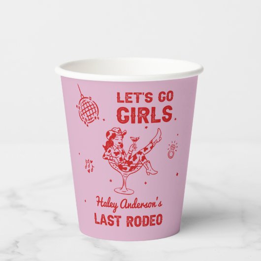 Disco Cowgirl Rodeo Bachelorette Weekend Papieren Bekers (Voorkant)