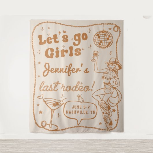 Disco Cowgirl Rodeo Bachelorette Weekend Wandkleed (Voorkant)