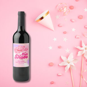 Disco Cowgirl Roze Rodeo Bachelorette Party Wijn Etiket