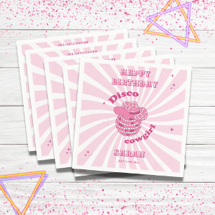 Disco Cowgirl Verjaardagsfeestje Papieren Servetje Servet