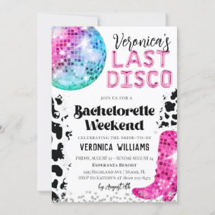 Disco Cowgirl vrijgezellenfeest weekend uitnodigin Kaart