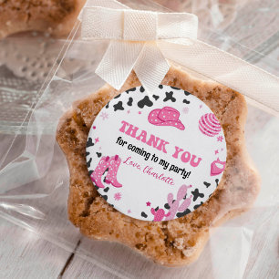 Disco Cowgirl Western Verjaardag Sticker Labels