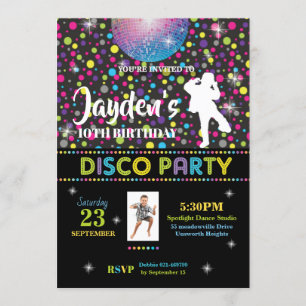 Disco Dance Anniversaire Fête Invitation Garçon