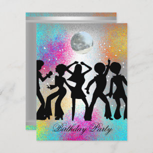 Disco Dance Birthday Party Invitation 1 Kaart