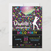 Disco Dance Birthday Party Invitation Girl Kaart (Voorkant)