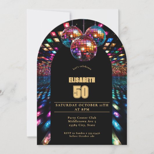 Disco Dance Invitation Anniversaire (Devant)