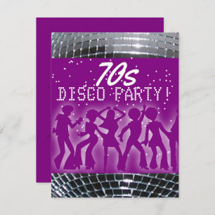 Disco Dance Party Paars   Retro 70-themapartij Kaart