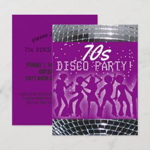 Disco Dance Party Paarse Retro 70's themafeest Kaart